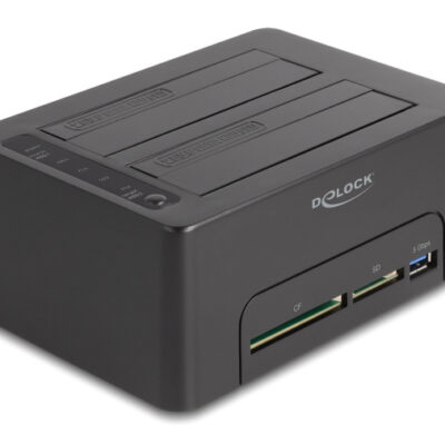 DELOCK docking station 64183 clone function, 2x HDD, CF/SD, 5Gbps, μαύρο