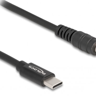 DELOCK καλώδιο τροφοδοσίας 87977, USB-C σε 5.5×2.1mm, 1.5m, μαύρο