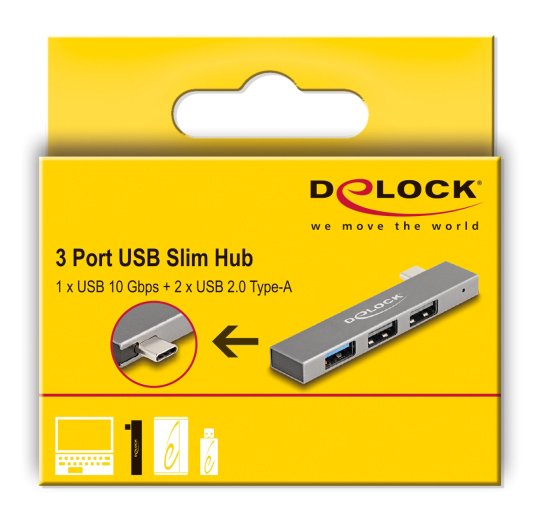 DELOCK USB hub 64274, 3x θυρών, 10Gbps, USB-C σύνδεση, γκρι - Image 5