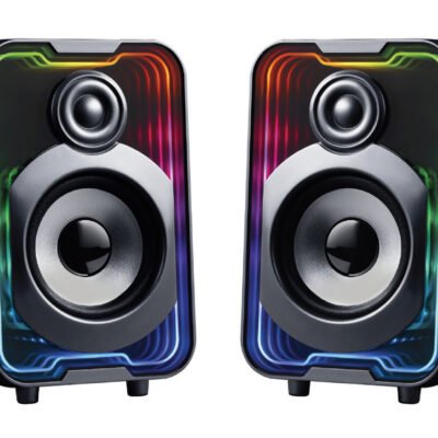 POWERTECH ηχεία PT-1575 με RGB φωτισμό, 2x 5W, Bluetooth & USB/USB-C, μαύρα