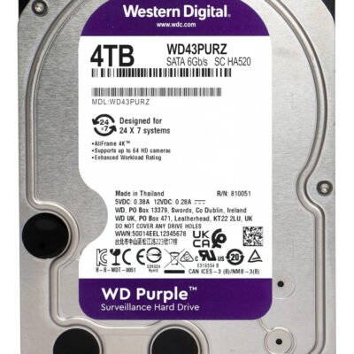 WD σκληρός δίσκος 3.5" Purple Surveillance 4TB, 256MB, 5400RPM, SATA III